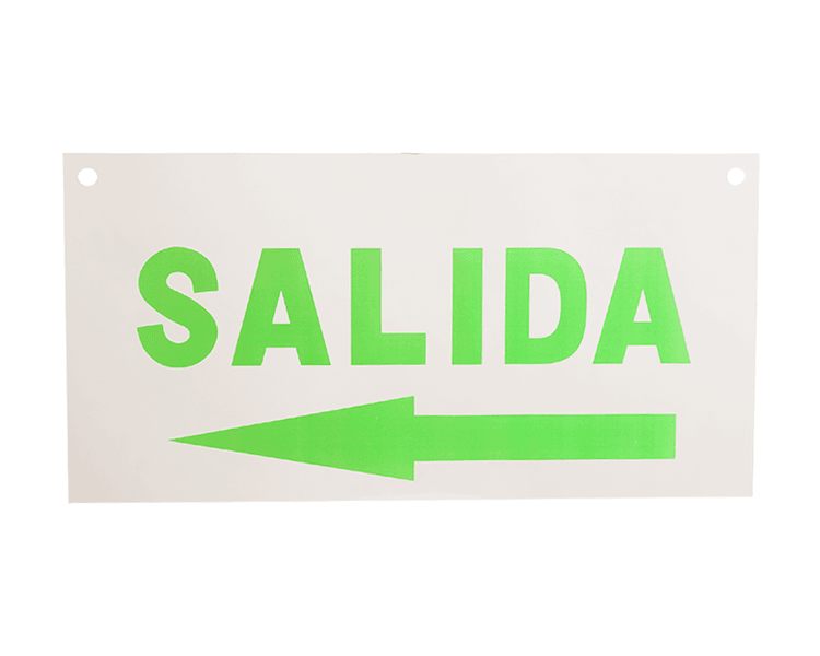 Avslutt skilt akrylpanel salida