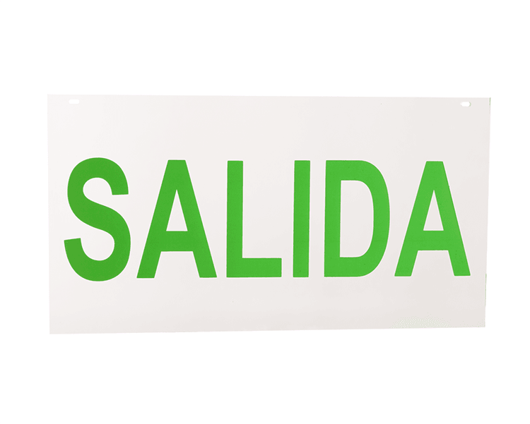 Avslutt skilt akrylpanel salida