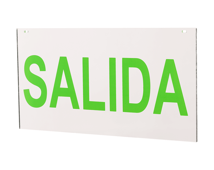 Avslutt skilt akrylpanel salida