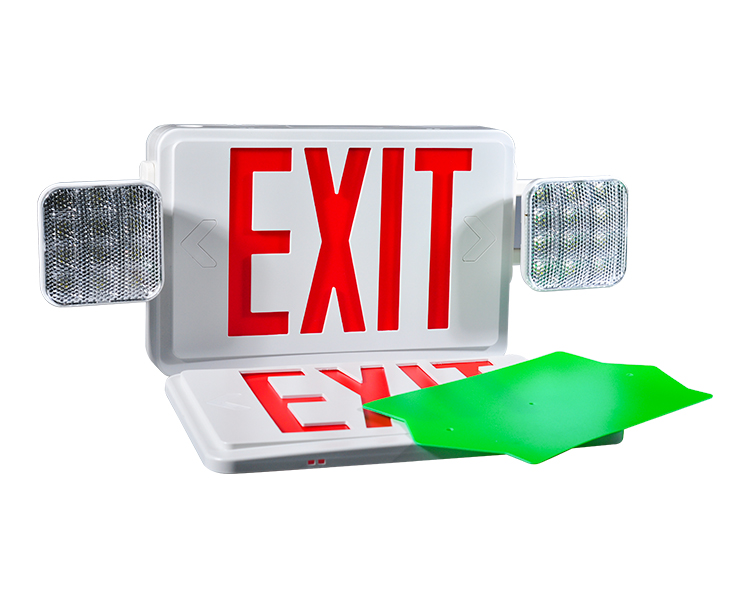 JLEC2BCW-Bi-Color LED Combo Emergency Exit-skilt med LED-hoder