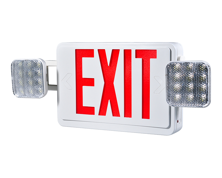 JLEC2BCW-Bi-Color LED Combo Emergency Exit-skilt med LED-hoder