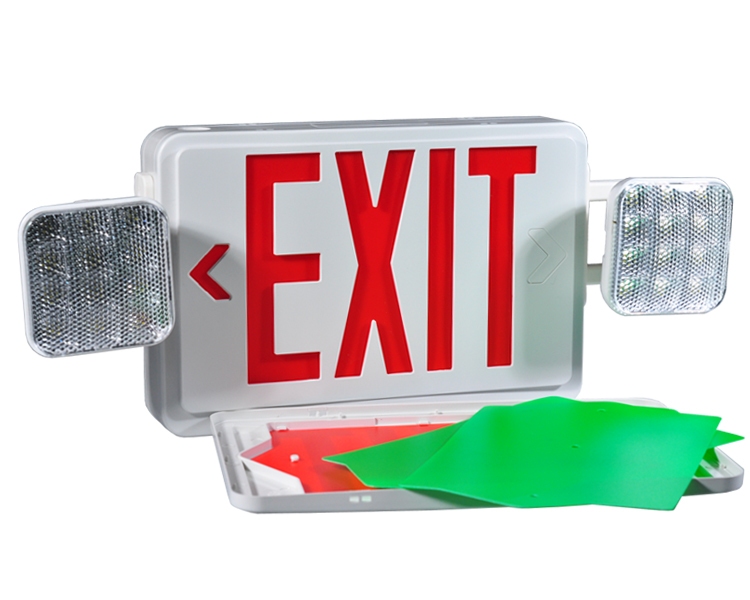 JLEC2BCW-Bi-Color LED Combo Emergency Exit-skilt med LED-hoder