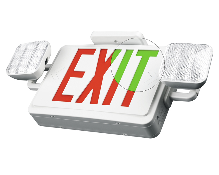 JLEC2BCW-Bi-Color LED Combo Emergency Exit-skilt med LED-hoder