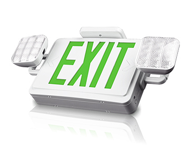 JLEC2BCW-Bi-Color LED Combo Emergency Exit-skilt med LED-hoder
