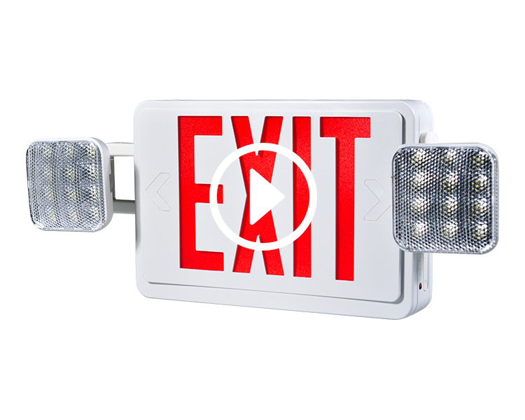 JLEC2BCW-Bi-Color LED Combo Emergency Exit-skilt med LED-hoder